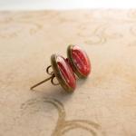 Stud Earrings - Resin Jewelry, Fake Plugs, Red..
