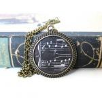 Musical Note Necklace, Music Necklace, Sheet Music..
