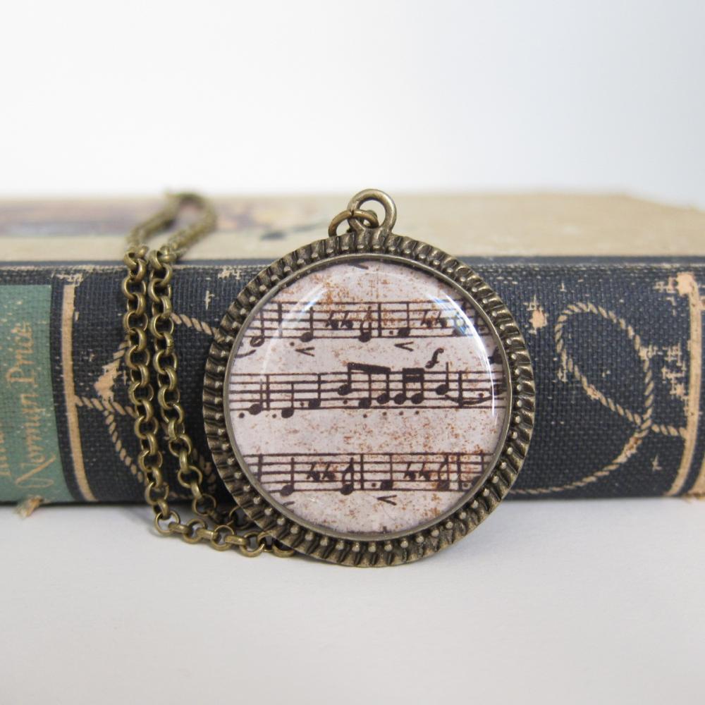 Music Necklace, Sheet Music Necklace, Sheet Music Jewelry, Music Jewelry, Resin Necklace, Gifts For Musicians