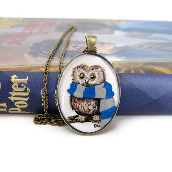 Owl Jewelry, Owl Necklace, Harry Potter Necklace, Resin Necklace, Ravenclaw Necklace, Hogwarts House